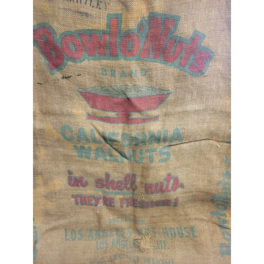 Vintage Bowl O Nuts California Walnut Bag Los Angeles Nut Hous Advertising Bag